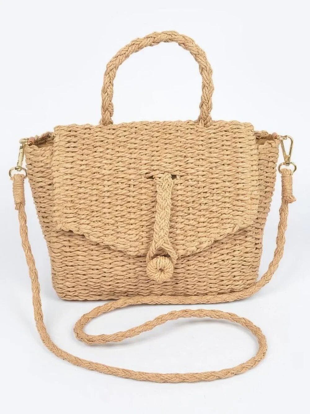 Faux Straw Weaved Clutch Bag